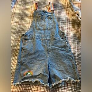 Target take pride frayed hem shortalls with rainbow straps small